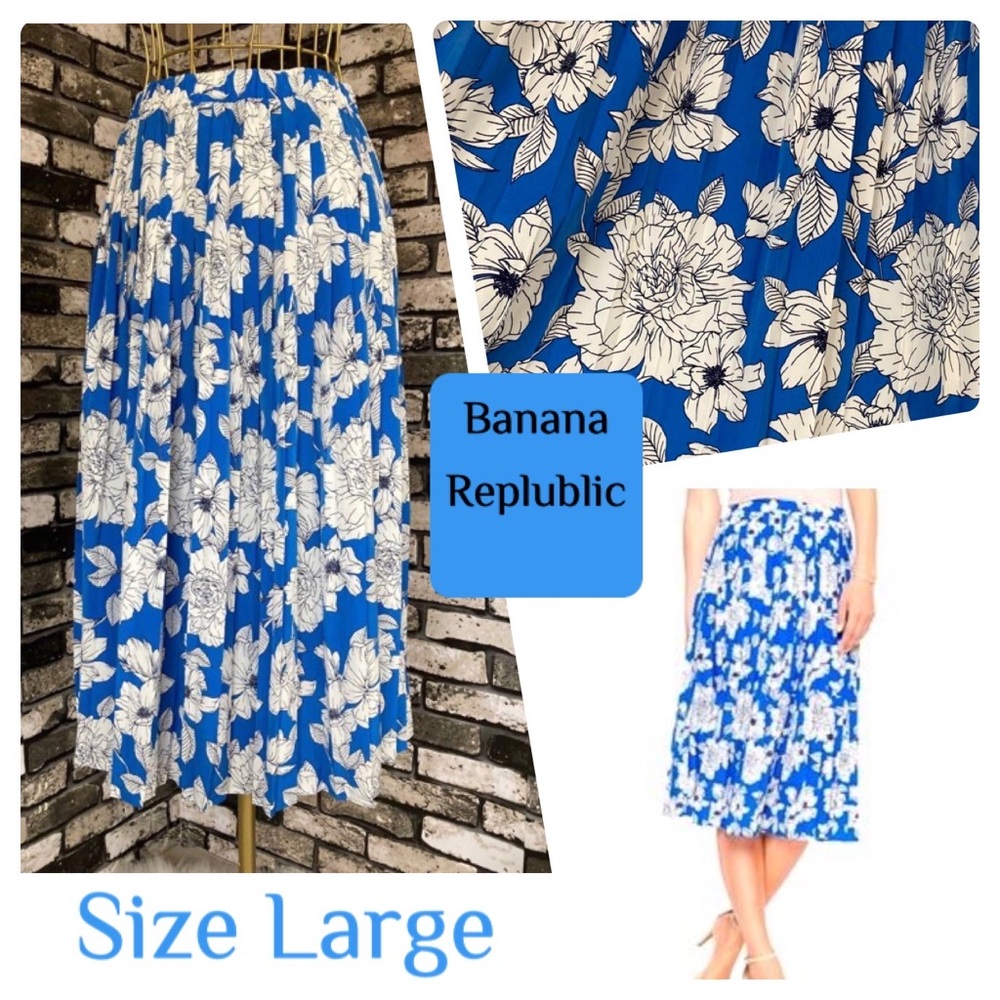 Banana Republic Blue Floral Skirt - Large